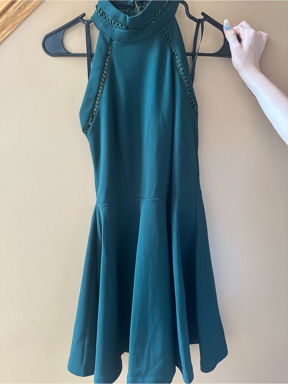 Women’s Dark Teal Halter Fit & Flare Dress